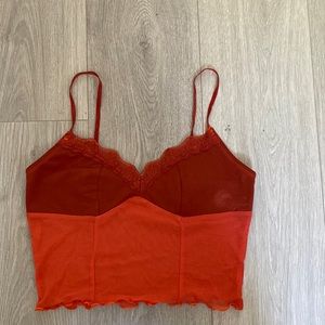 Red lacy crop top